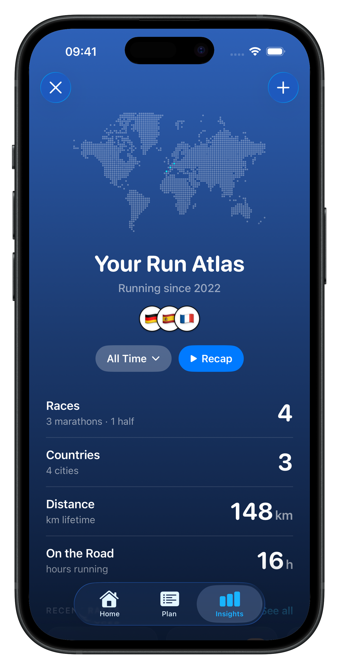 Past races map in Runly