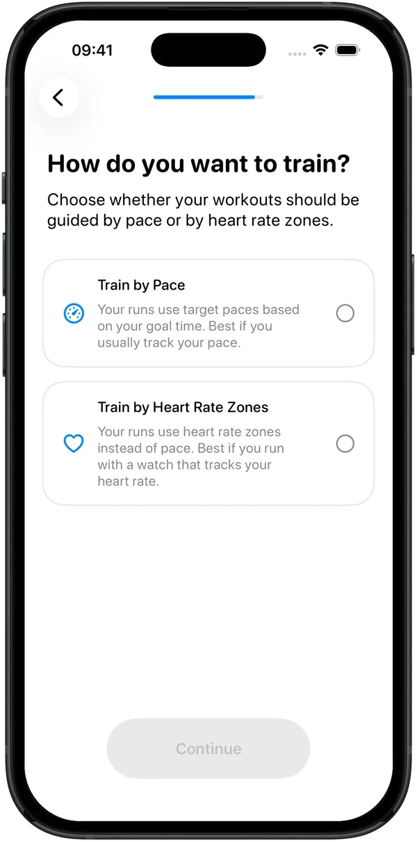 Choose to train by pace or by heart-rate zones